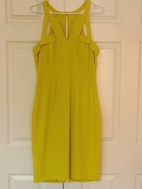 BCBGMaxAzria Chartreuse Halter Sheath Dress